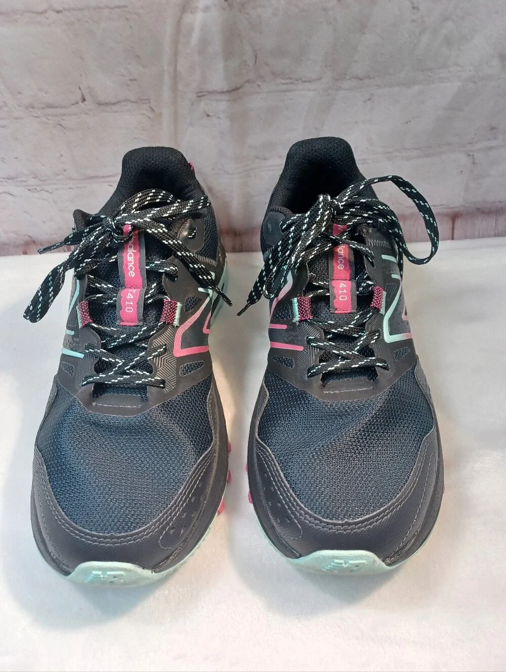 new balance 410 v8 trail running shoes women’s 9.5 black pink teal